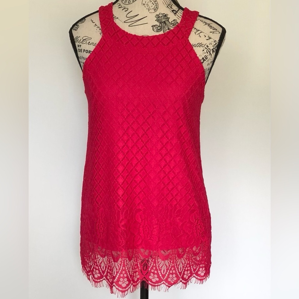 Cleo Petites Fuschia Pink Lacy Top Women's Size XSP